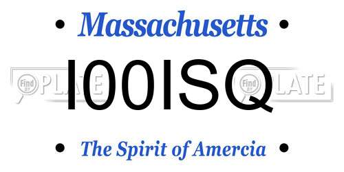 I00ISQ Massachusetts License Plate