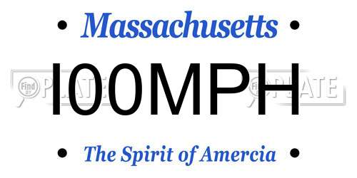 I00MPH Massachusetts License Plate