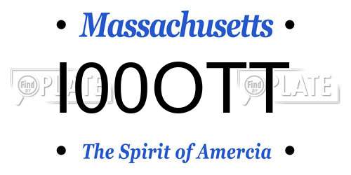 I00OTT Massachusetts License Plate