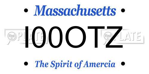 I00OTZ Massachusetts License Plate