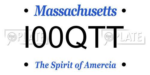 I00QTT Massachusetts License Plate