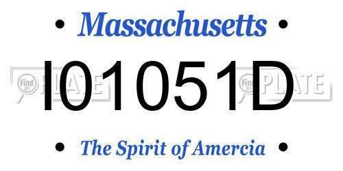 I01051D Massachusetts License Plate
