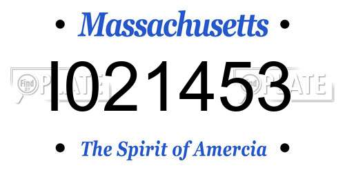 I021453 Massachusetts License Plate