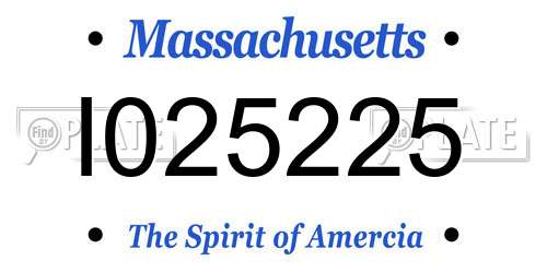 I025225 Massachusetts License Plate