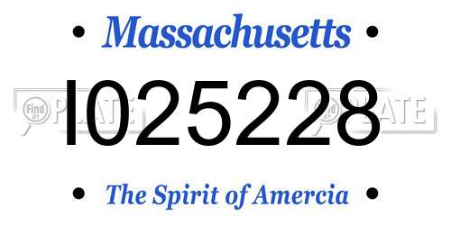 I025228 Massachusetts License Plate
