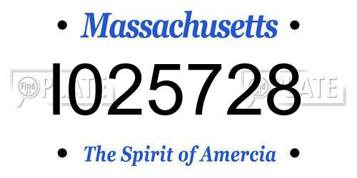 I025728 Massachusetts License Plate