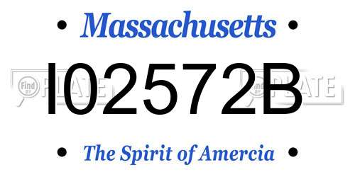 I02572B Massachusetts License Plate