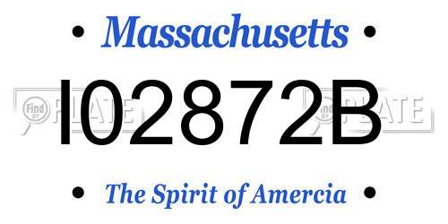 I02872B Massachusetts License Plate