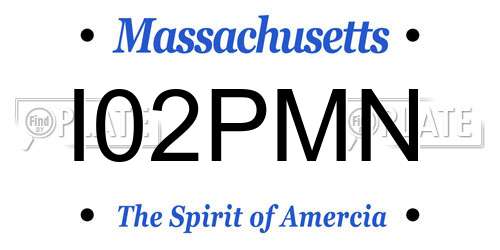 I02PMN Massachusetts License Plate