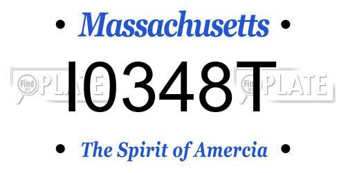 I0348T Massachusetts License Plate