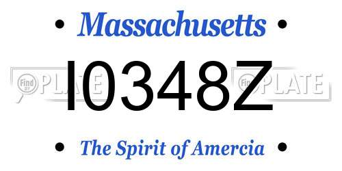 I0348Z Massachusetts License Plate