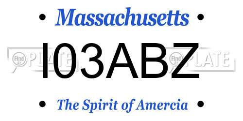 I03ABZ Massachusetts License Plate