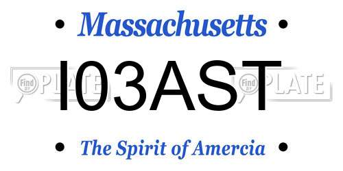 I03AST Massachusetts License Plate