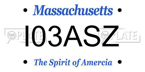 I03ASZ Massachusetts License Plate