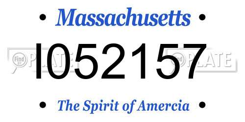 I052157 Massachusetts License Plate