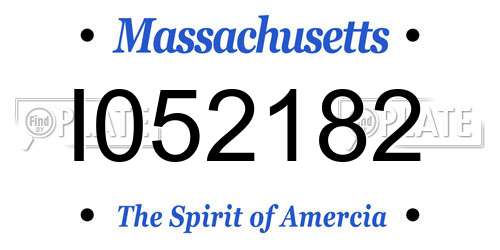 I052182 Massachusetts License Plate