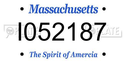 I052187 Massachusetts License Plate