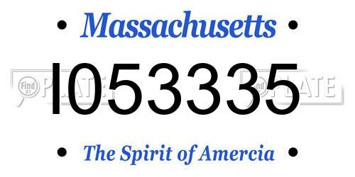 I053335 Massachusetts License Plate