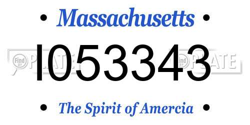I053343 Massachusetts License Plate