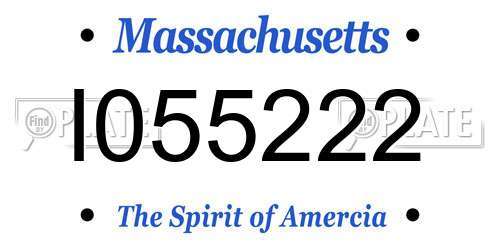 I055222 Massachusetts License Plate