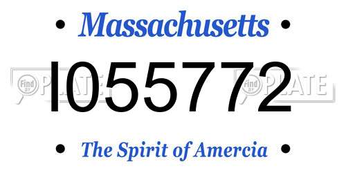 I055772 Massachusetts License Plate