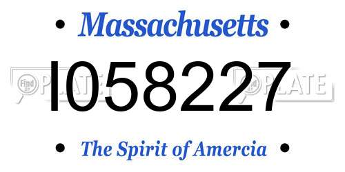 I058227 Massachusetts License Plate