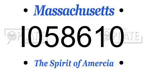 I058610 Massachusetts License Plate