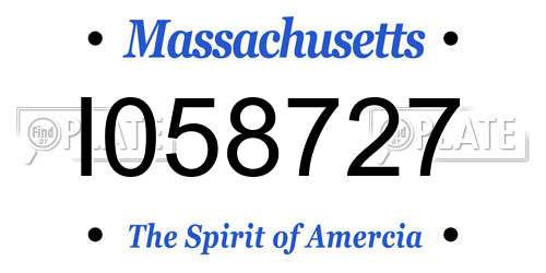 I058727 Massachusetts License Plate