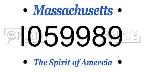 I059989 Massachusetts License Plate