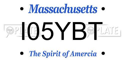 I05YBT Massachusetts License Plate