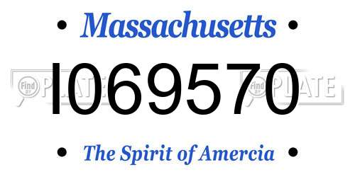 I069570 Massachusetts License Plate