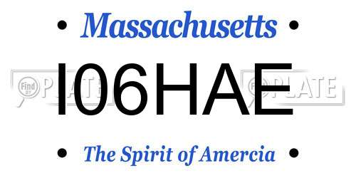 I06HAE Massachusetts License Plate