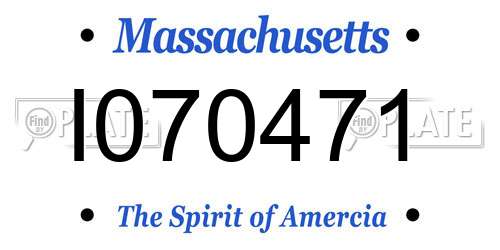 I070471 Massachusetts License Plate