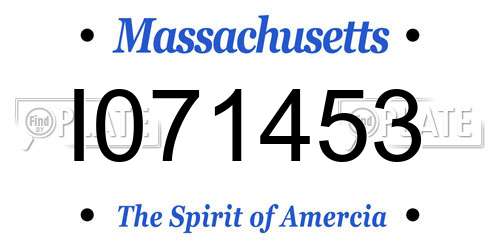 I071453 Massachusetts License Plate