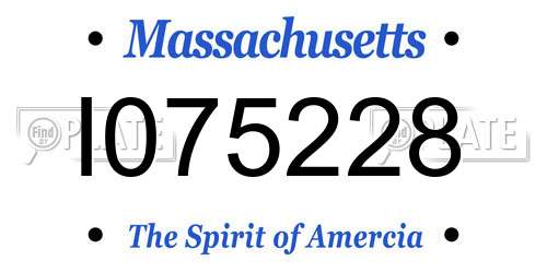 I075228 Massachusetts License Plate