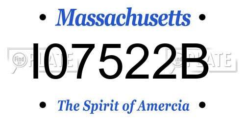 I07522B Massachusetts License Plate