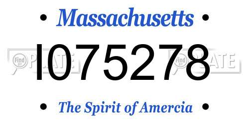 I075278 Massachusetts License Plate