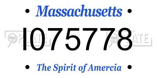 I075778 Massachusetts License Plate