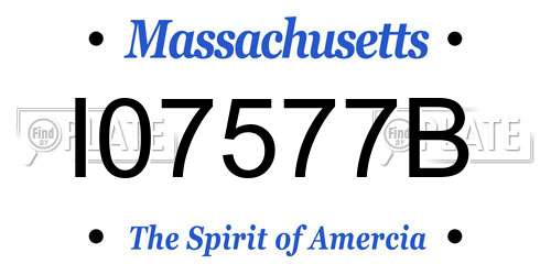 I07577B Massachusetts License Plate