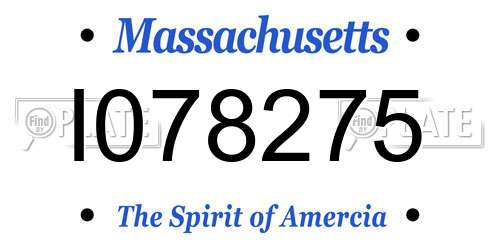 I078275 Massachusetts License Plate