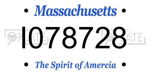 I078728 Massachusetts License Plate