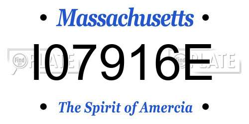 I07916E Massachusetts License Plate