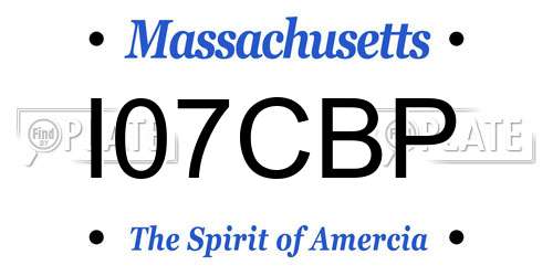 I07CBP Massachusetts License Plate