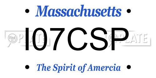 I07CSP Massachusetts License Plate