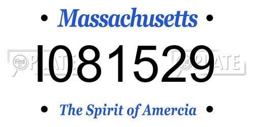 I081529 Massachusetts License Plate