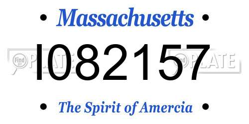 I082157 Massachusetts License Plate