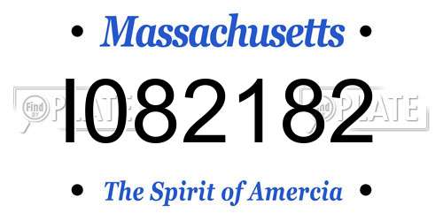 I082182 Massachusetts License Plate