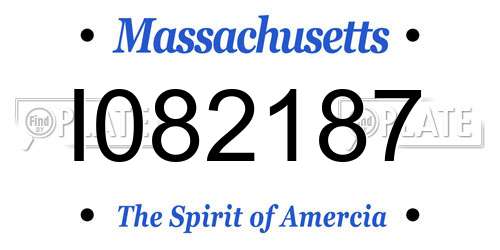I082187 Massachusetts License Plate