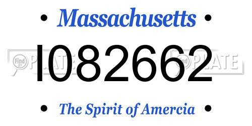 I082662 Massachusetts License Plate