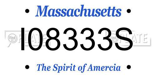 I08333S Massachusetts License Plate
